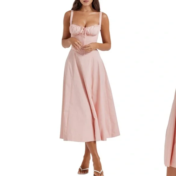 light pink long satin dress Women's Pink Satin Maxi Dress main image 0